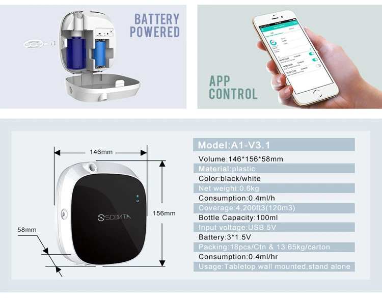 Scenta Toilet Battery Operated Wall Mounted Fragrance Oil Diffuser Air Freshener Aroma Diffuser Factory